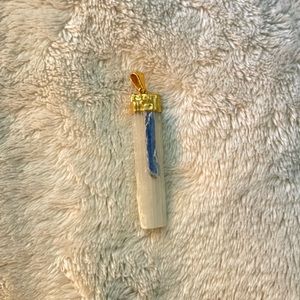 Genuine selenite and blue kyanite crystal pendant